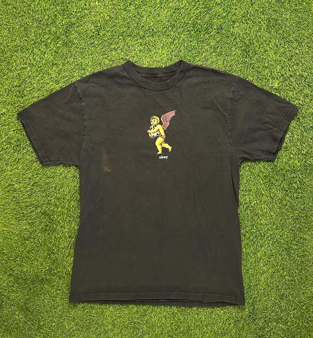 Obey Angel Wings Graphic Tee Black Size Medium